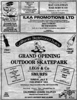 Opening advert for outdoor skate park