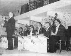 Ray Miller Orchestra on stage at the California Ballroom