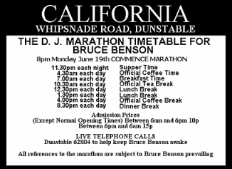 Marathon timetable